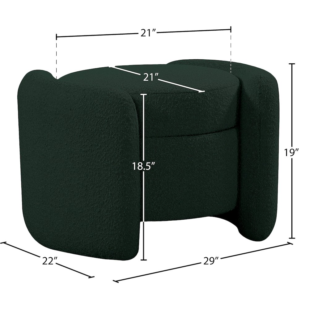 Horizon Green Boucle Fabric Ottoman. Picture 9