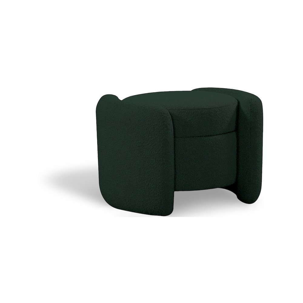 Horizon Green Boucle Fabric Ottoman. Picture 1