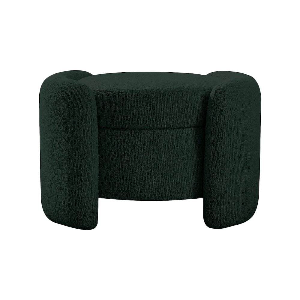 Horizon Green Boucle Fabric Ottoman. Picture 3