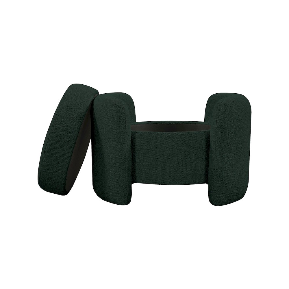 Horizon Green Boucle Fabric Ottoman. Picture 4