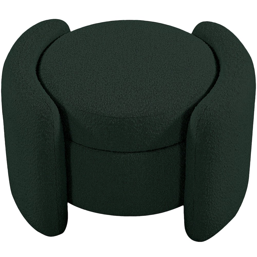 Horizon Green Boucle Fabric Ottoman. Picture 6