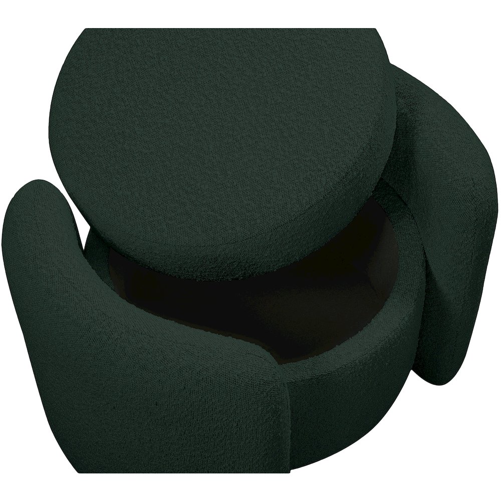Horizon Green Boucle Fabric Ottoman. Picture 8