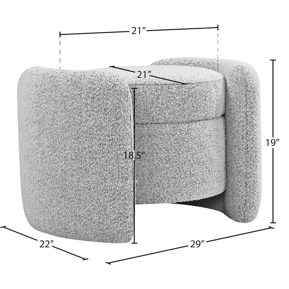 Horizon Grey Boucle Fabric Ottoman. Picture 9