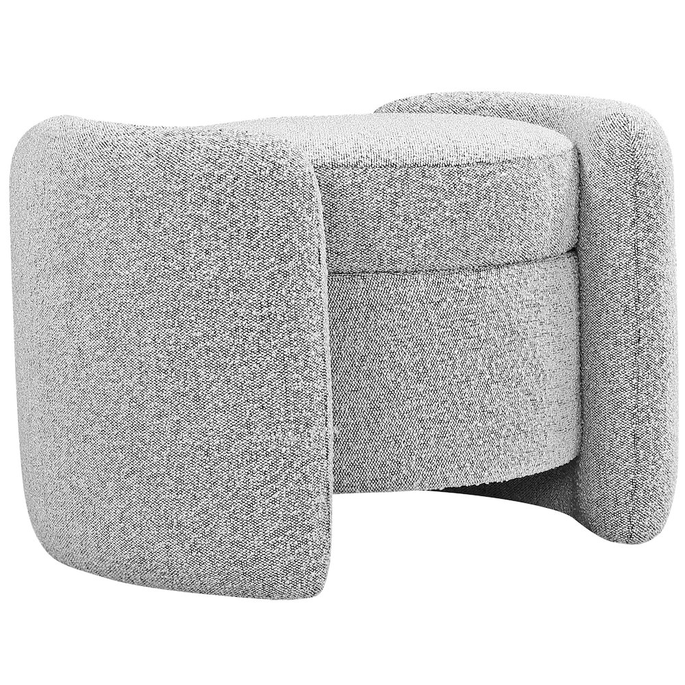 Horizon Grey Boucle Fabric Ottoman. Picture 1
