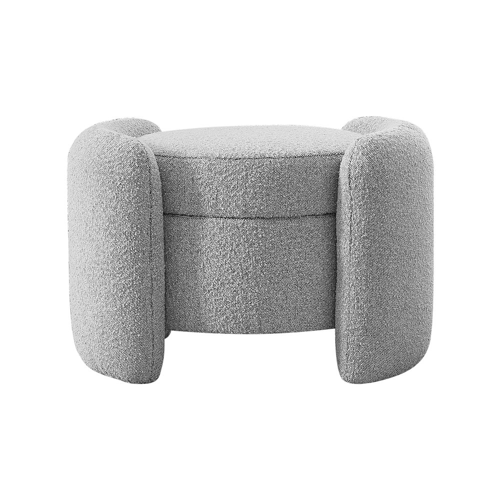 Horizon Grey Boucle Fabric Ottoman. Picture 3