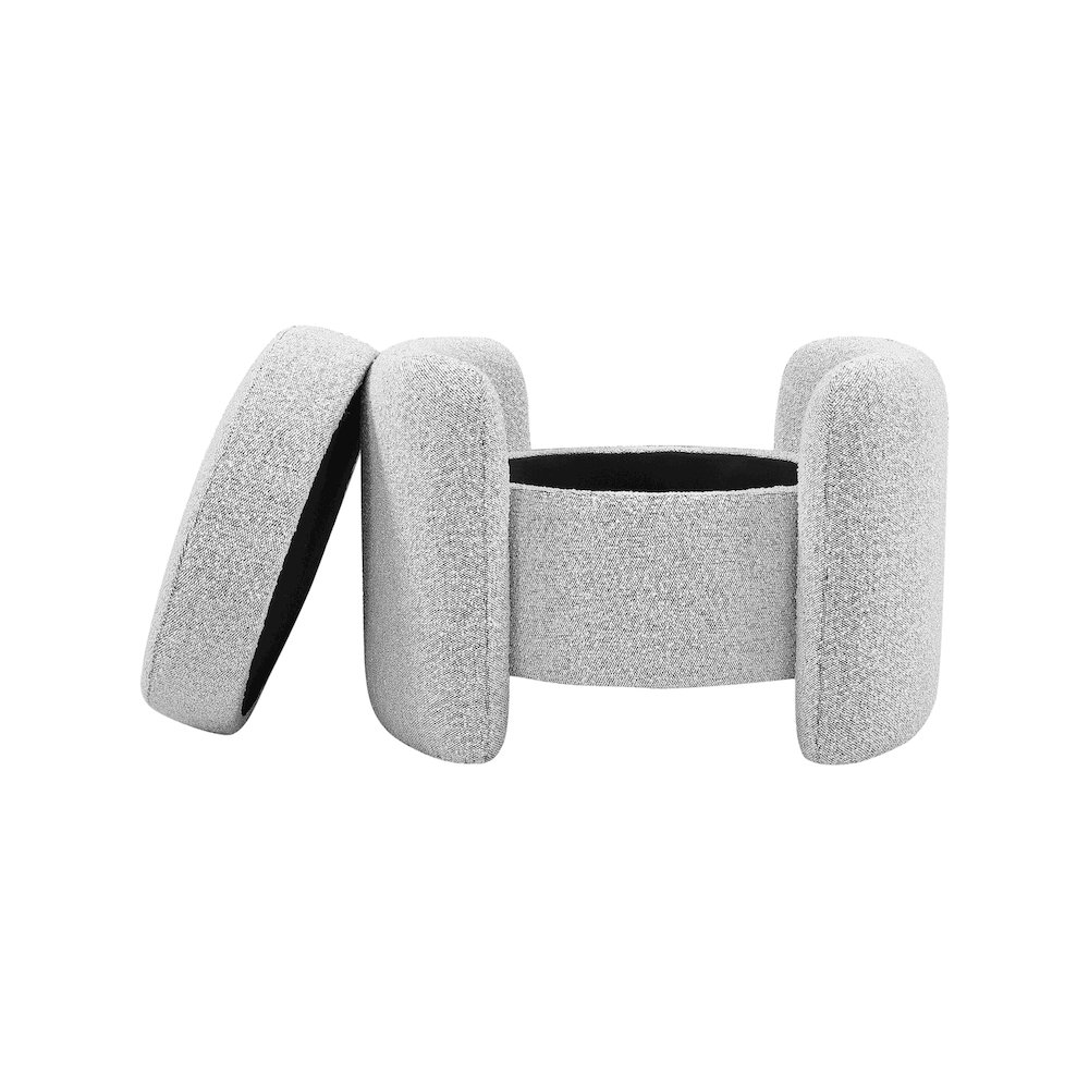 Horizon Grey Boucle Fabric Ottoman. Picture 4