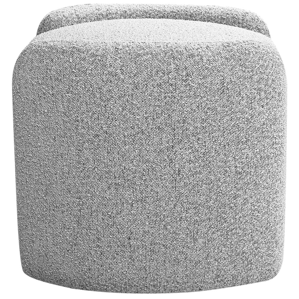 Horizon Grey Boucle Fabric Ottoman. Picture 5
