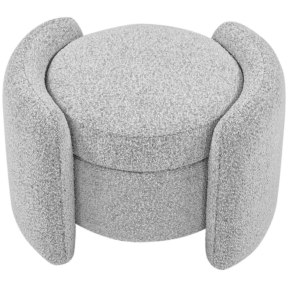 Horizon Grey Boucle Fabric Ottoman. Picture 6