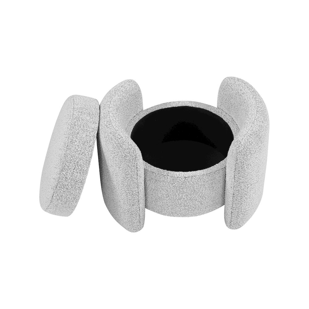 Horizon Grey Boucle Fabric Ottoman. Picture 7