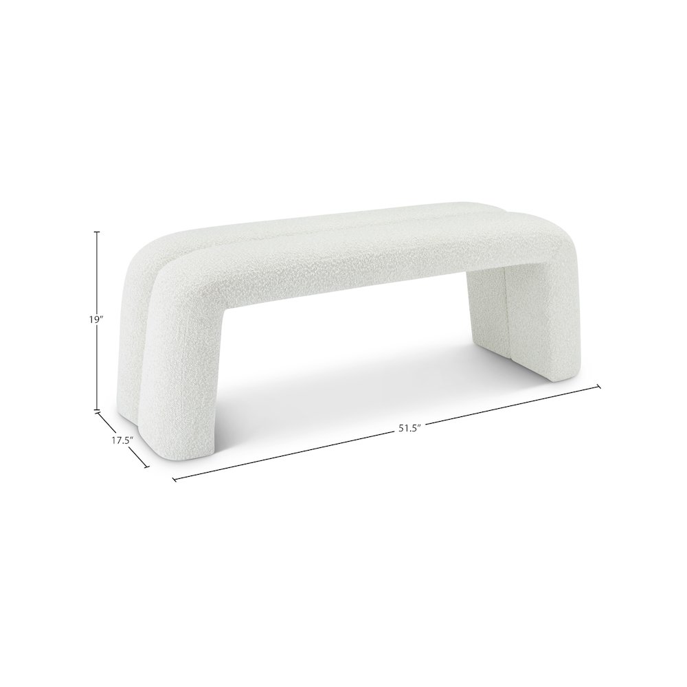 Arc Cream Boucle Fabric Bench. Picture 5