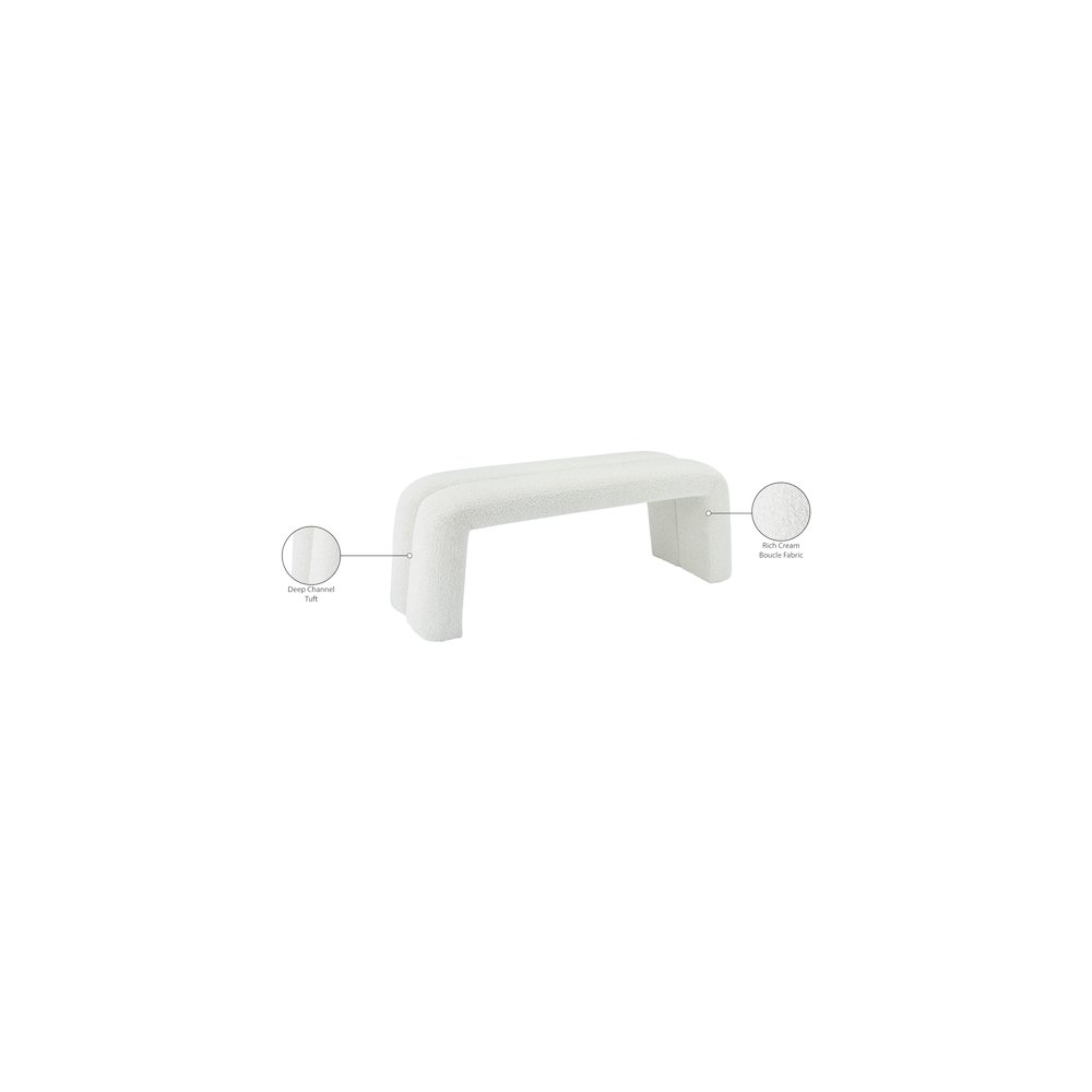 Arc Cream Boucle Fabric Bench. Picture 6