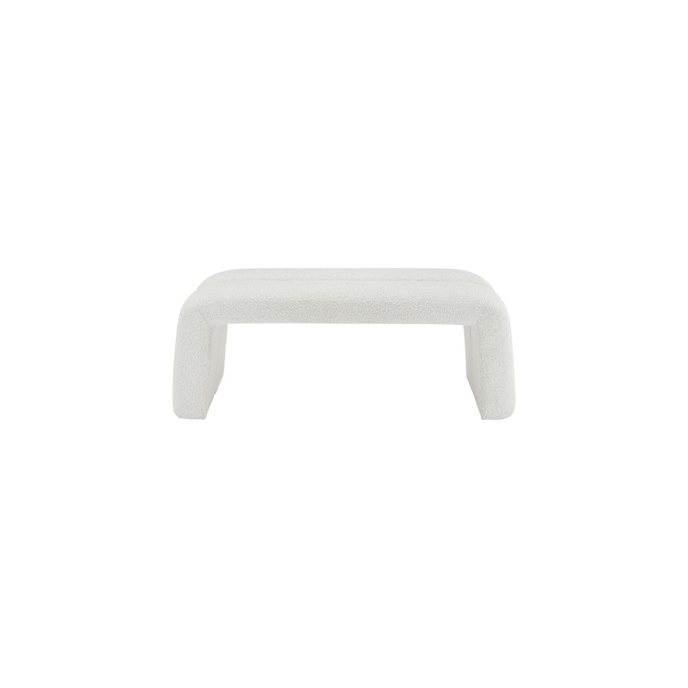 Arc Cream Boucle Fabric Bench. Picture 3