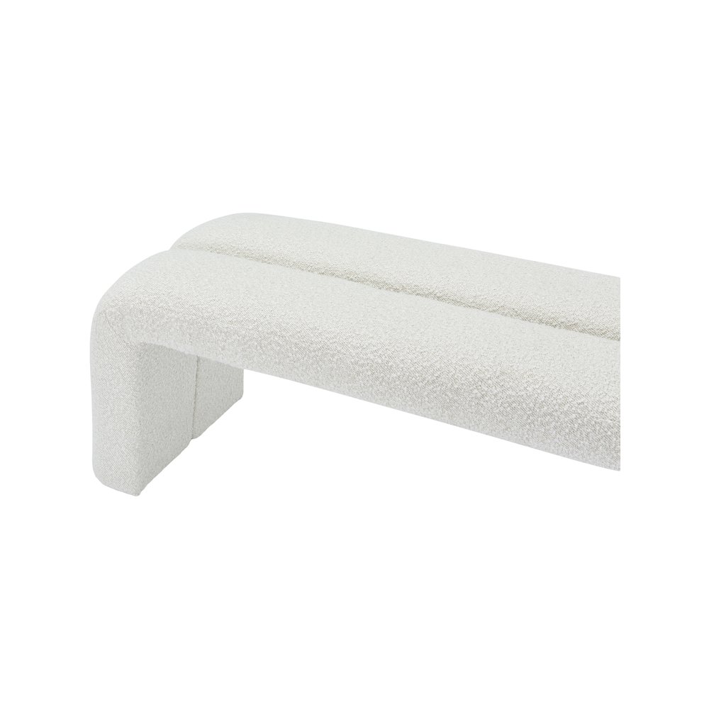 Arc Cream Boucle Fabric Bench. Picture 4