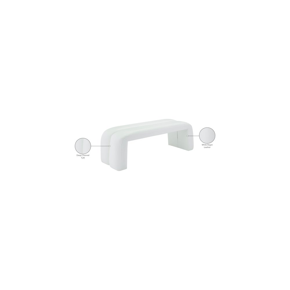 Arc White Vegan Leather Bench. Picture 6