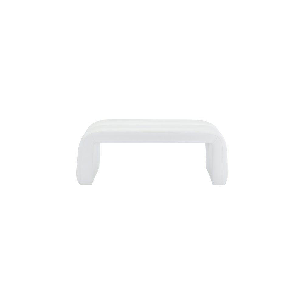 Arc White Vegan Leather Bench. Picture 3