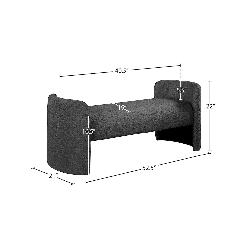 Peyton Black Boucle Fabric Bench. Picture 6