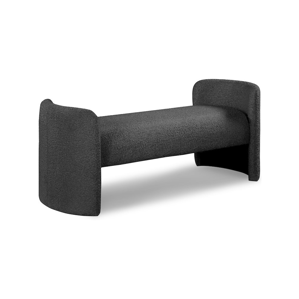 Peyton Black Boucle Fabric Bench. Picture 1