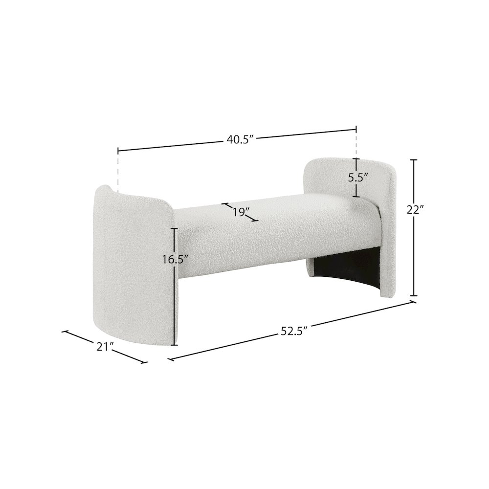 Peyton Cream Boucle Fabric Bench. Picture 6