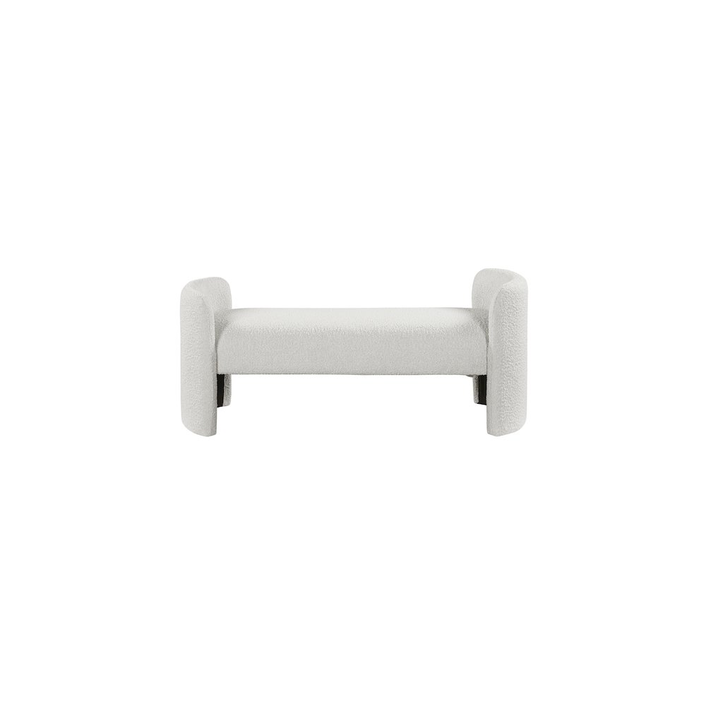Peyton Cream Boucle Fabric Bench. Picture 4