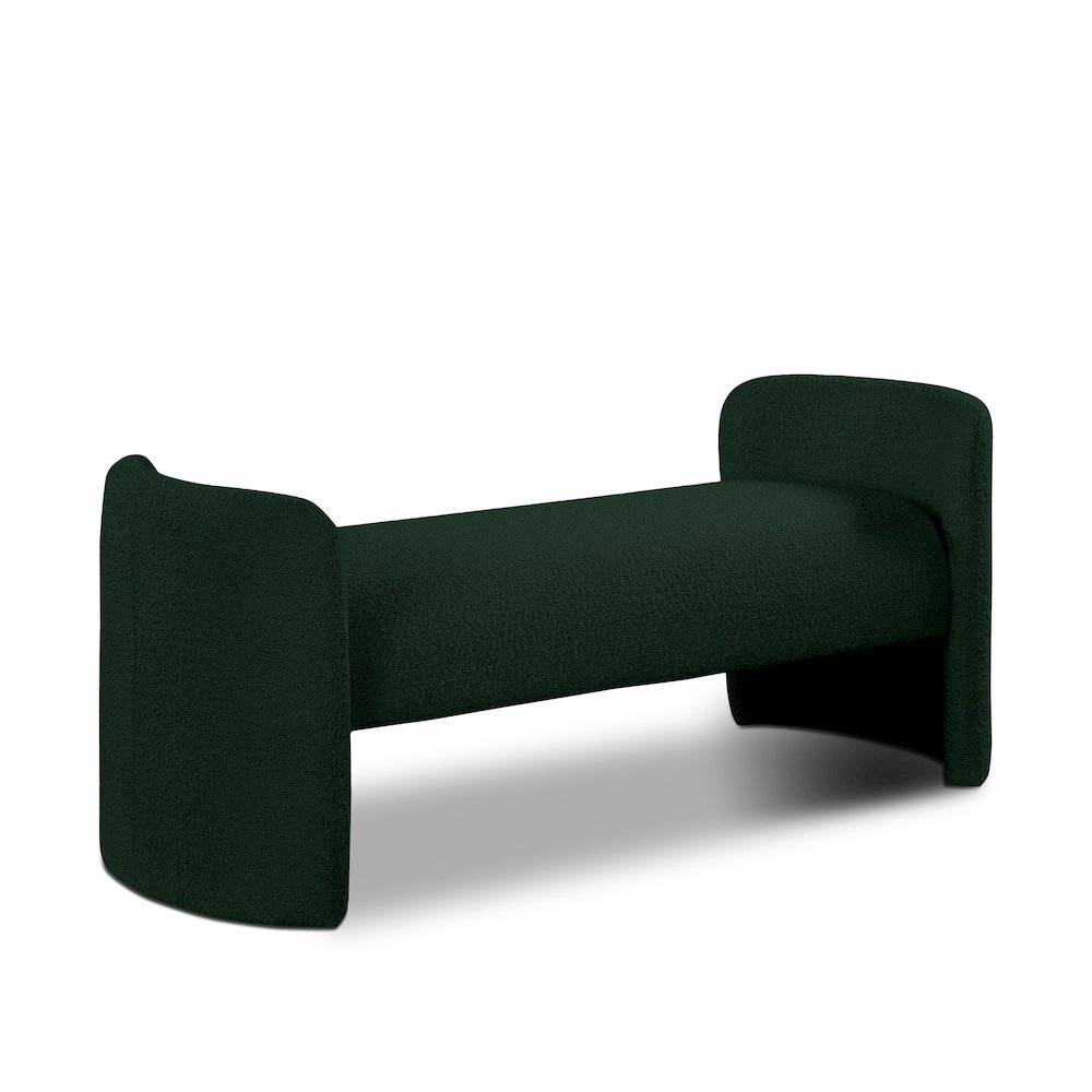 Peyton Green Boucle Fabric Bench. Picture 1