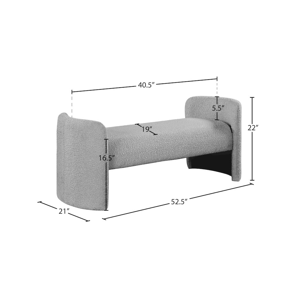 Peyton Grey Boucle Fabric Bench. Picture 6