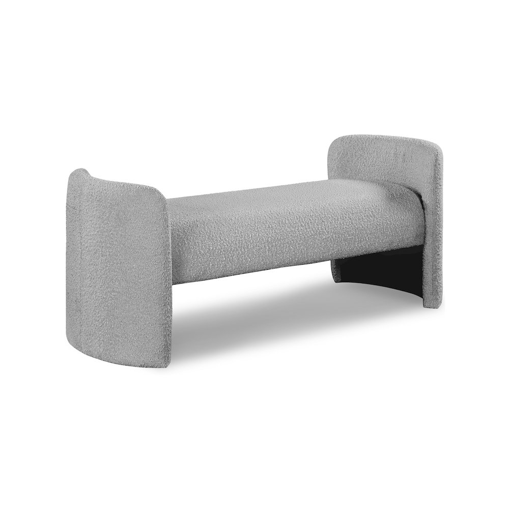 Peyton Grey Boucle Fabric Bench. Picture 1