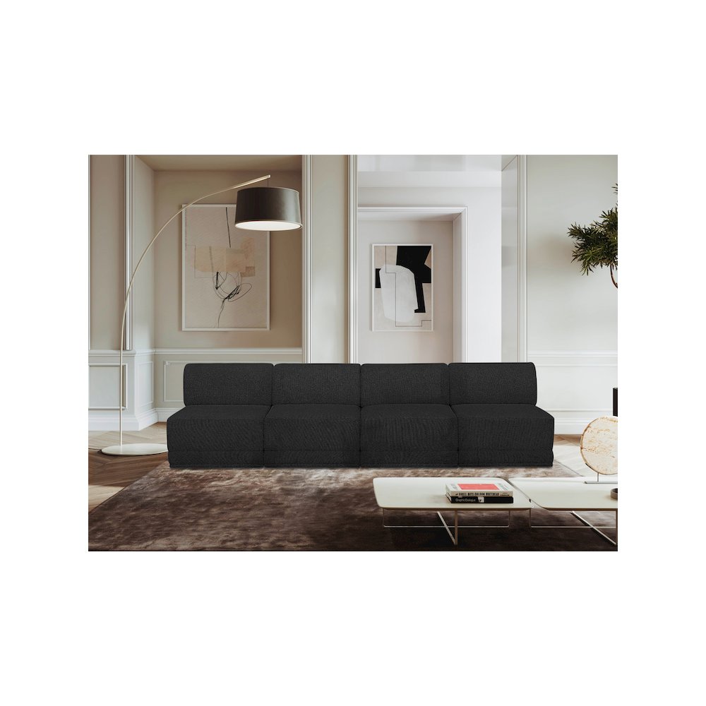 Ollie Black Boucle Fabric Modular Sofa. Picture 2