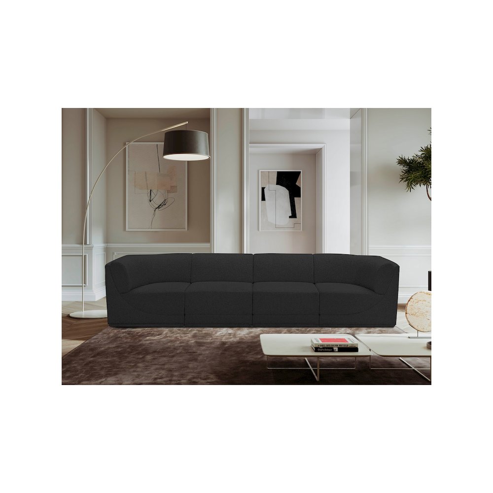 Ollie Black Boucle Fabric Modular Sofa. Picture 2