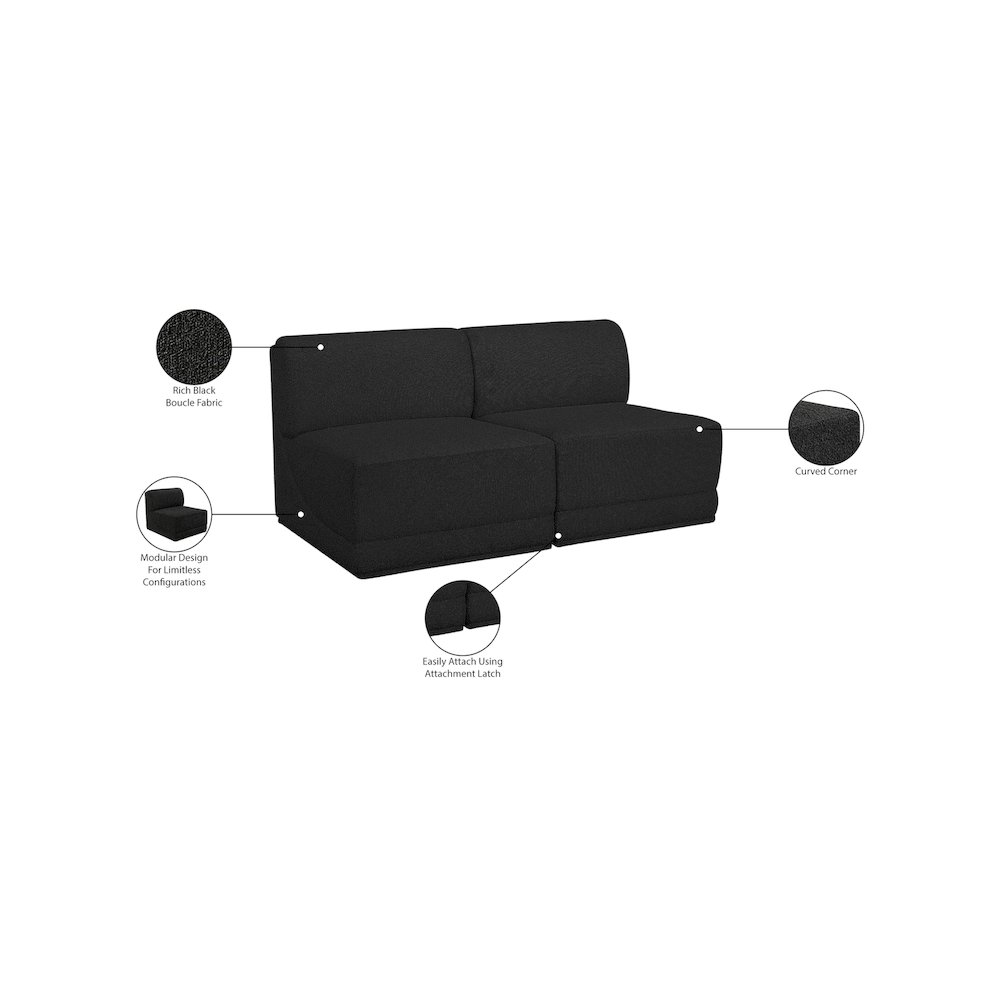 Ollie Black Boucle Fabric Modular Sofa. Picture 9