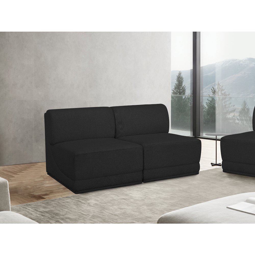 Ollie Black Boucle Fabric Modular Sofa. Picture 2