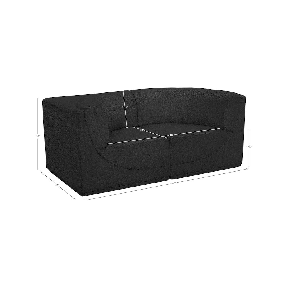 Ollie Black Boucle Fabric Modular Sofa. Picture 10