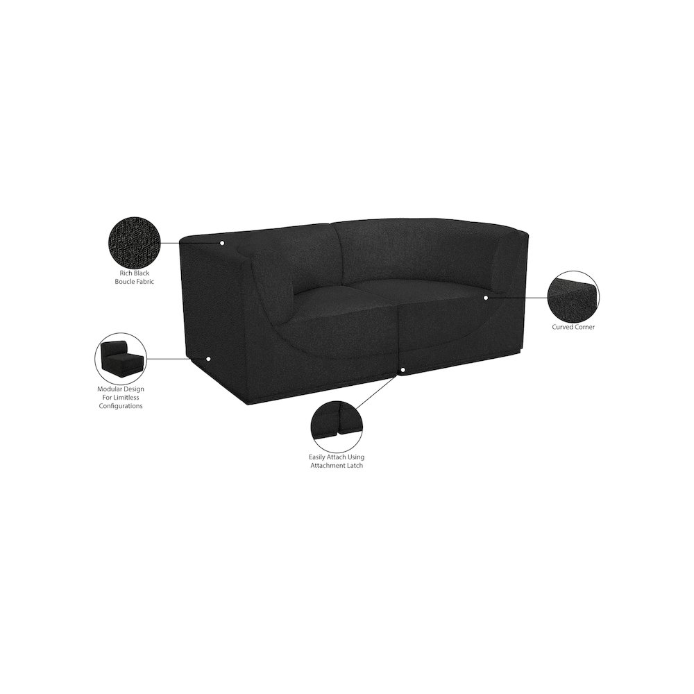 Ollie Black Boucle Fabric Modular Sofa. Picture 11