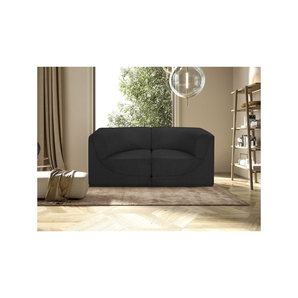 Ollie Black Boucle Fabric Modular Sofa. Picture 2
