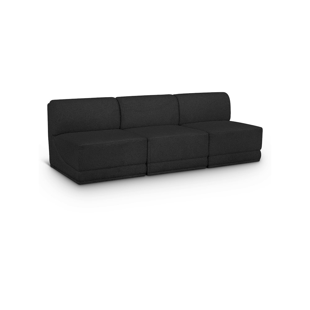 Ollie Black Boucle Fabric Modular Sofa. Picture 1