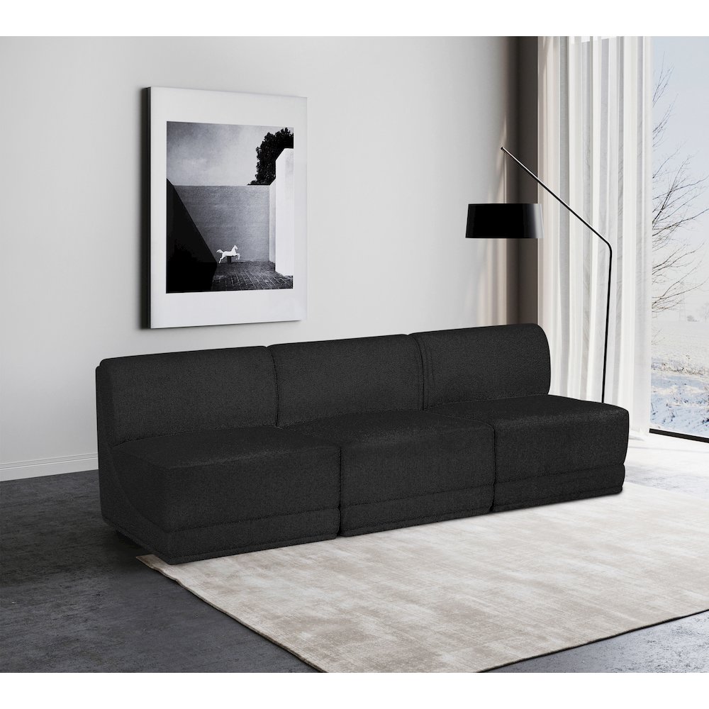 Ollie Black Boucle Fabric Modular Sofa. Picture 2