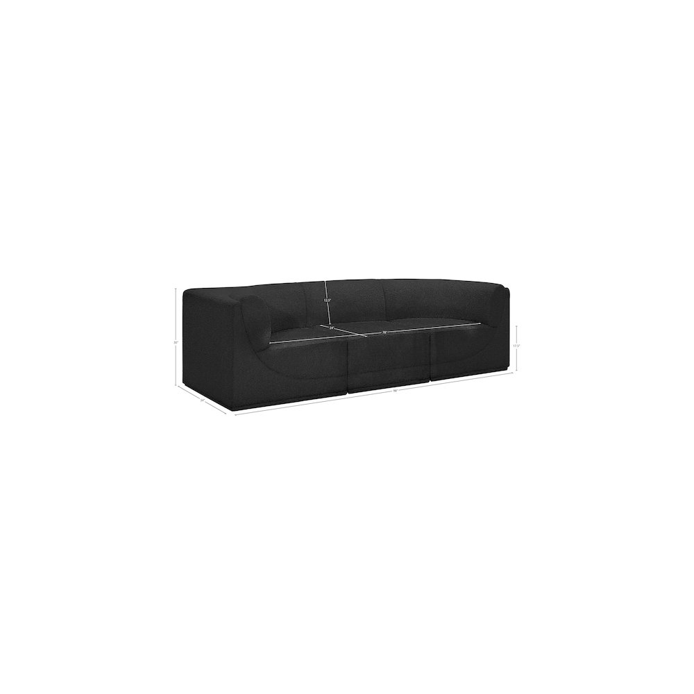Ollie Black Boucle Fabric Modular Sofa. Picture 12