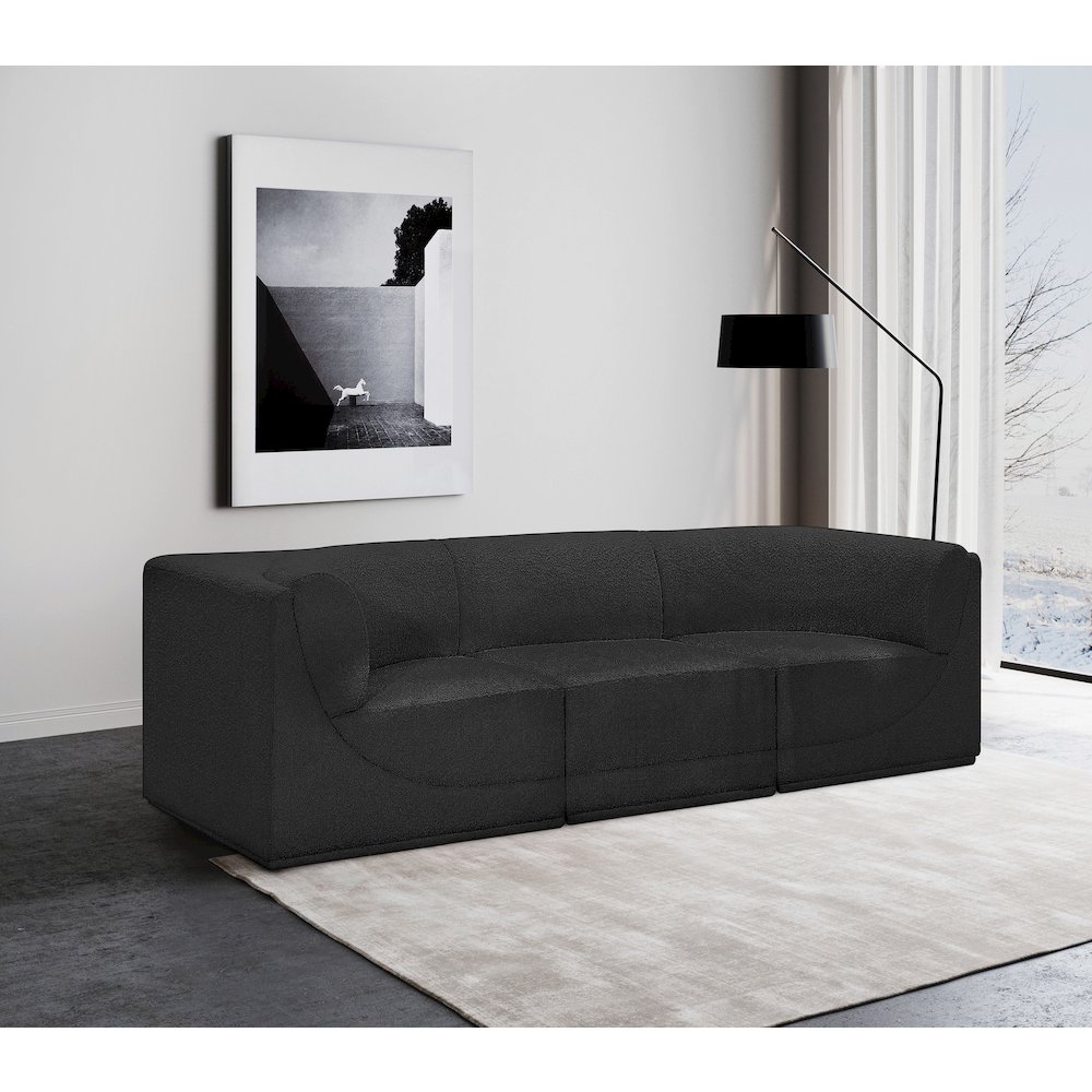 Ollie Black Boucle Fabric Modular Sofa. Picture 2