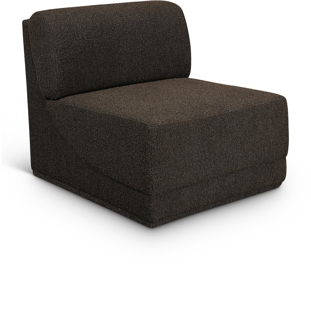 Ollie Brown Boucle Fabric Armless. Picture 1