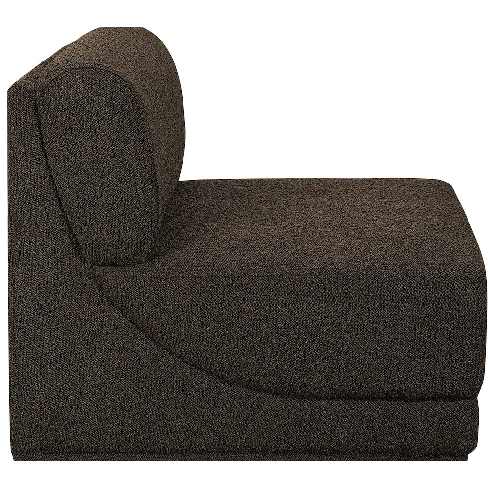 Ollie Brown Boucle Fabric Armless. Picture 5