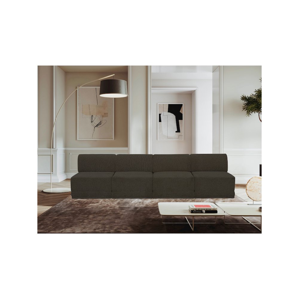 Ollie Brown Boucle Fabric Modular Sofa. Picture 2