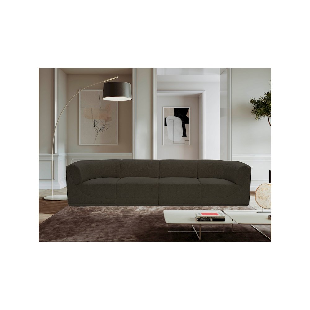 Ollie Brown Boucle Fabric Modular Sofa. Picture 2