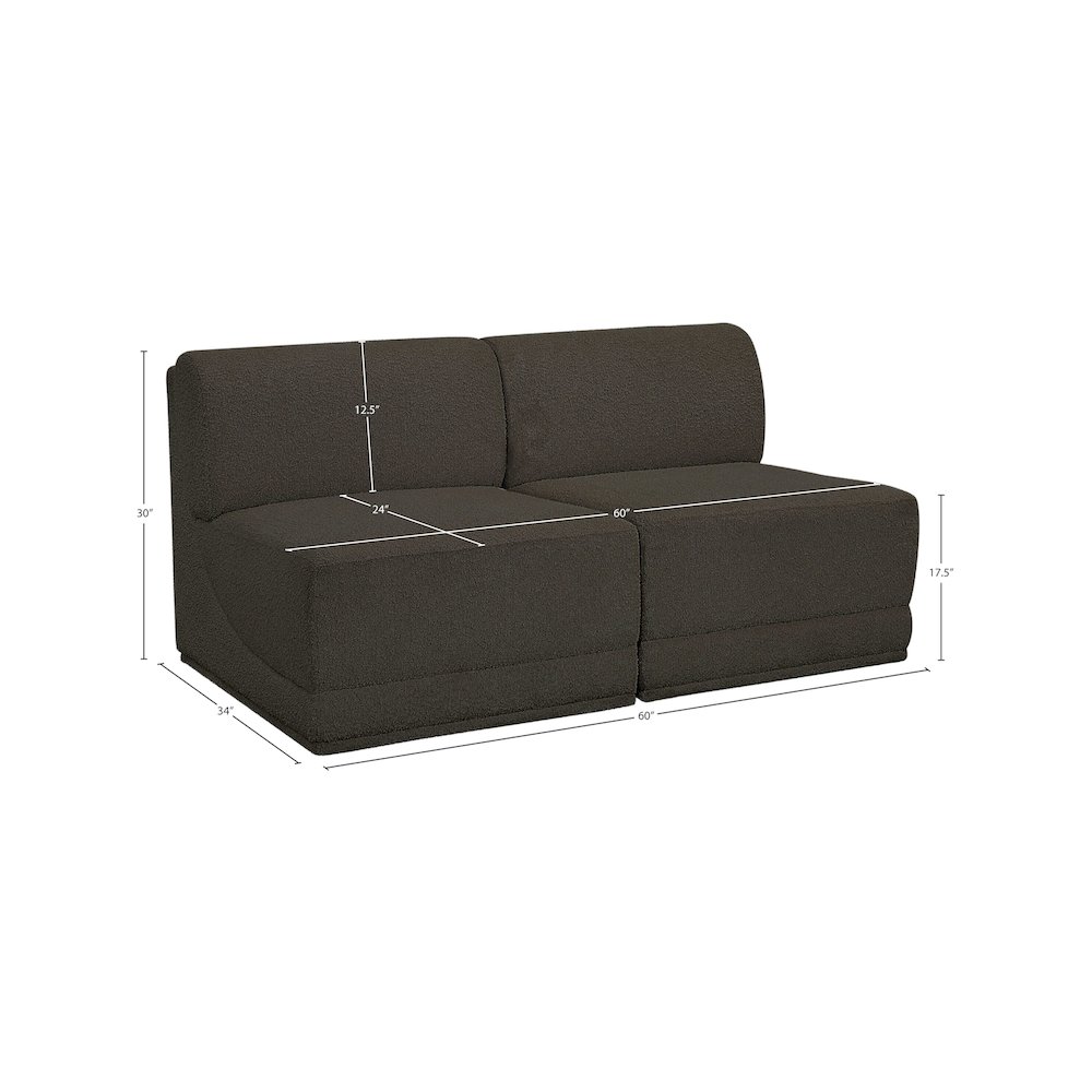 Ollie Brown Boucle Fabric Modular Sofa. Picture 8