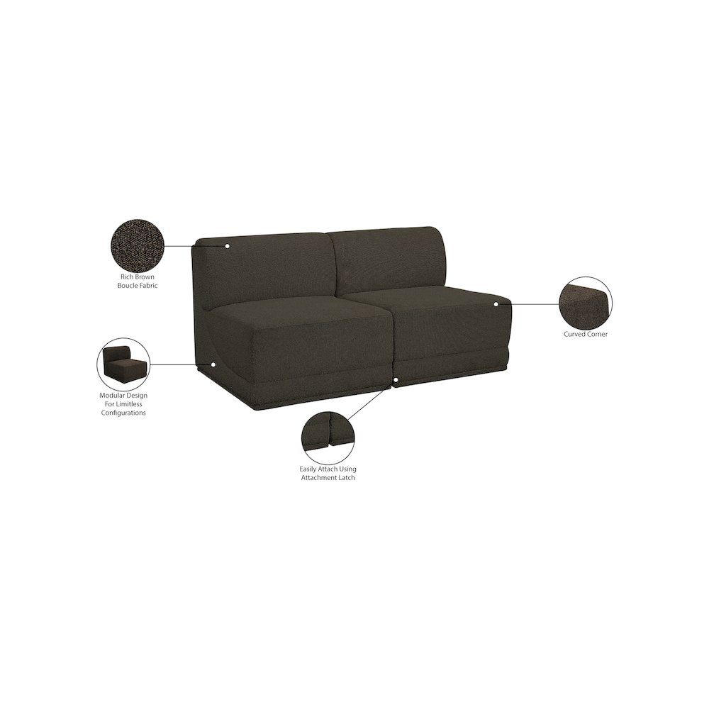 Ollie Brown Boucle Fabric Modular Sofa. Picture 9