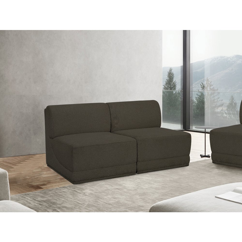 Ollie Brown Boucle Fabric Modular Sofa. Picture 2