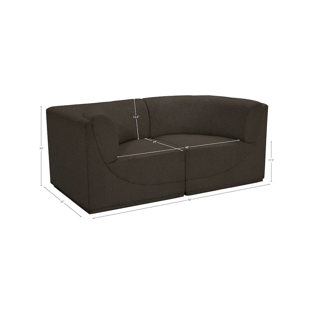 Ollie Brown Boucle Fabric Modular Sofa. Picture 10