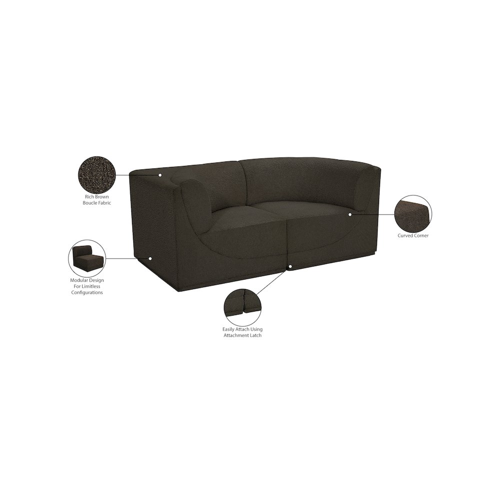 Ollie Brown Boucle Fabric Modular Sofa. Picture 11