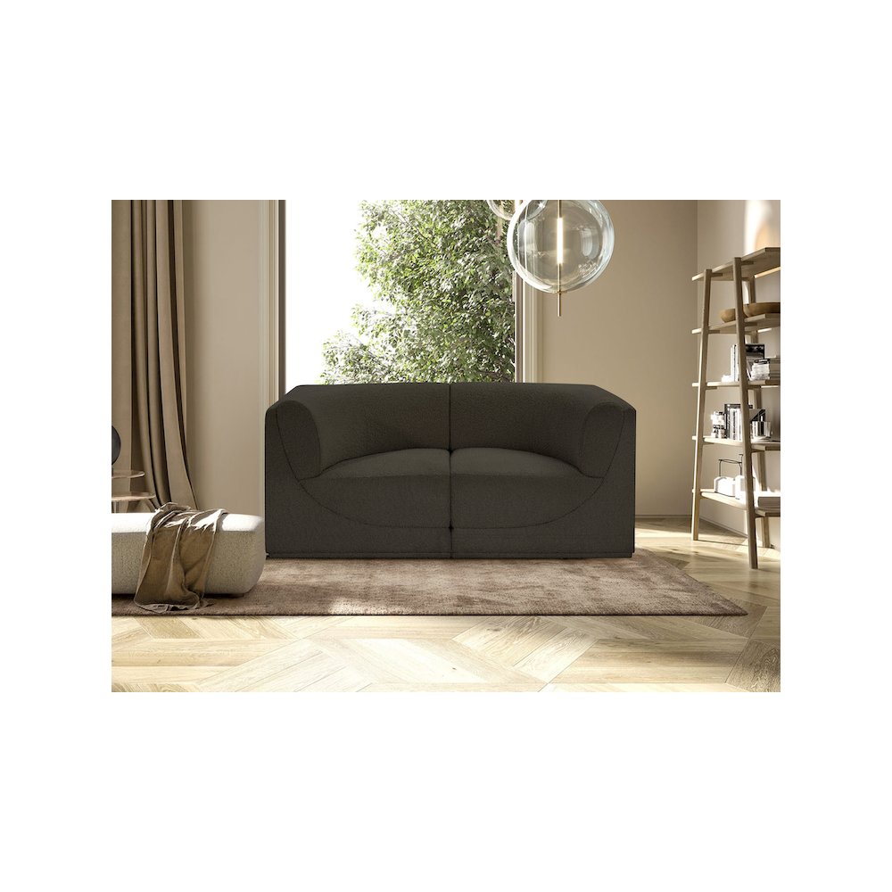Ollie Brown Boucle Fabric Modular Sofa. Picture 2