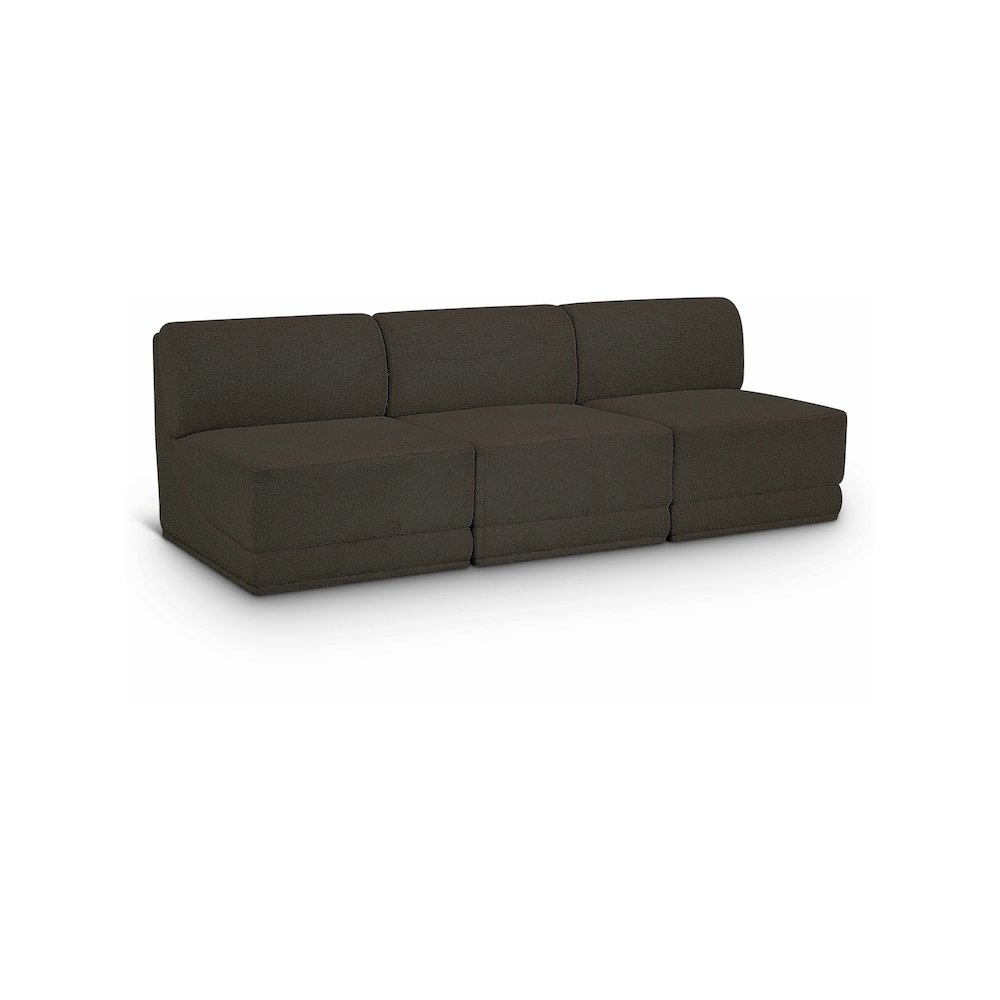 Ollie Brown Boucle Fabric Modular Sofa. Picture 1