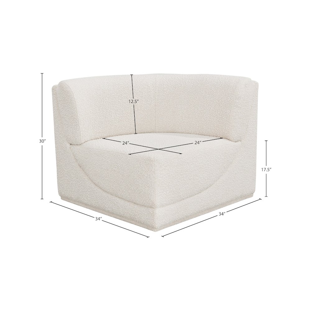 Ollie Cream Boucle Fabric Corner. Picture 7