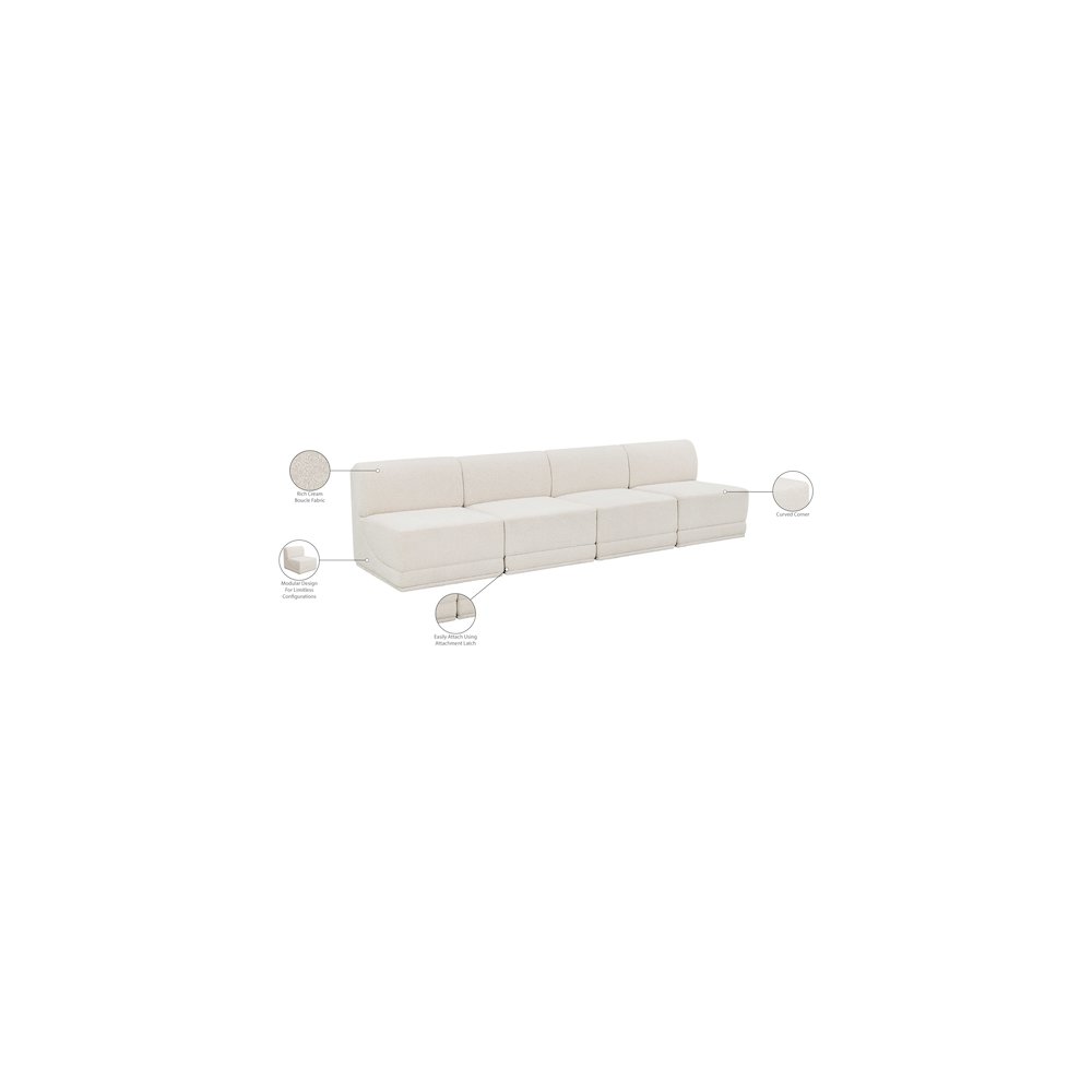 Ollie Cream Boucle Fabric Modular Sofa. Picture 9